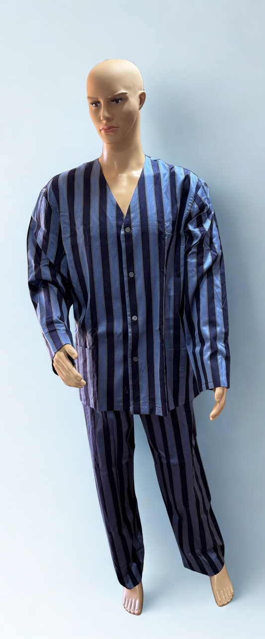 Esquire Pigiama per Uomo in puro Cotone Mercerizzato riga raso senza collo art. TF 05541