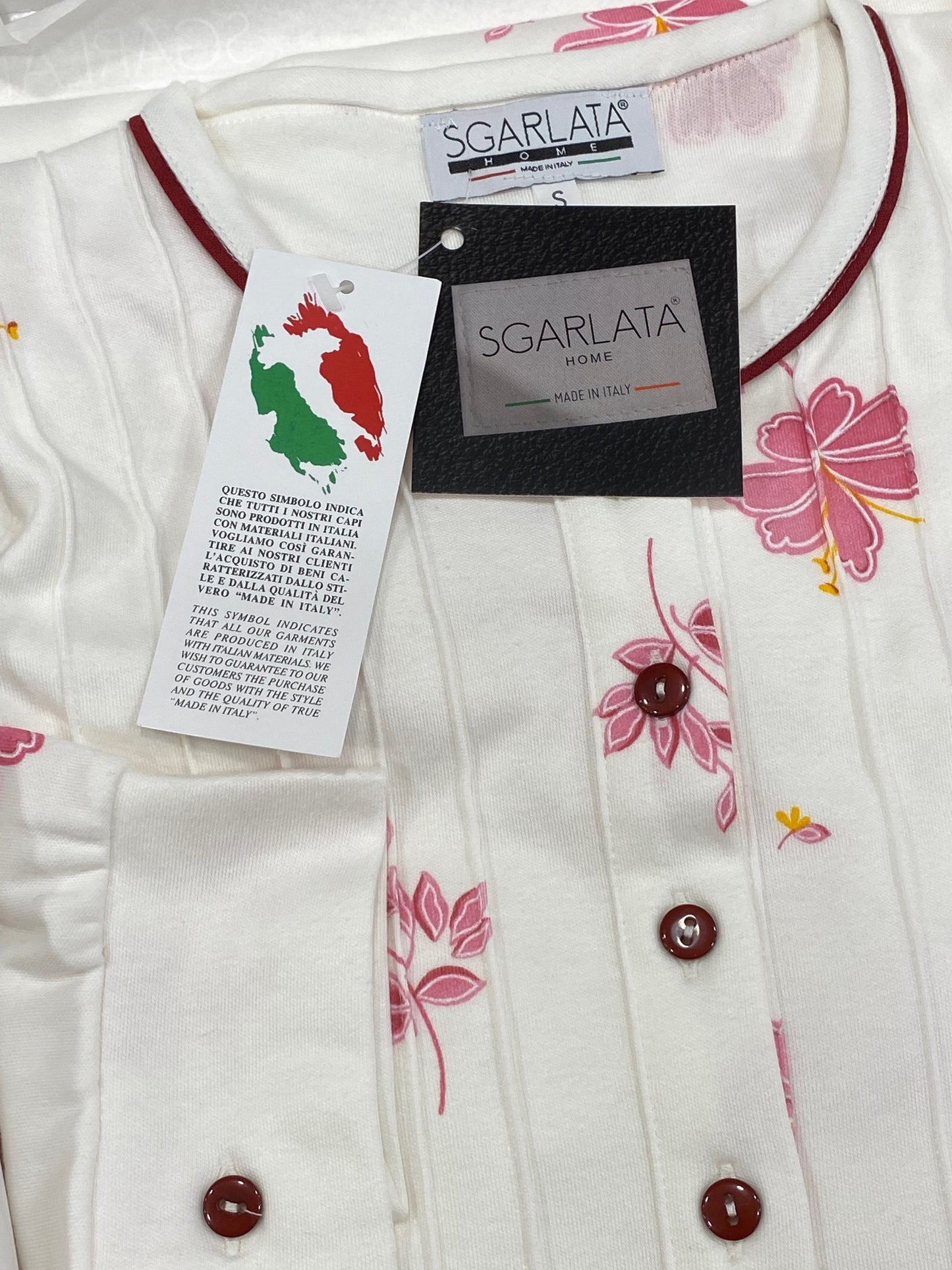 Chemise de nuit pour femme en pur coton interlock avec traitement Sanfor Art Roberta.