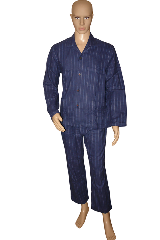 PIER MORI'S Pigiama da Uomo Classico con Collo a Camicia in Pura Flanella Calda di Cotone Art. E020002