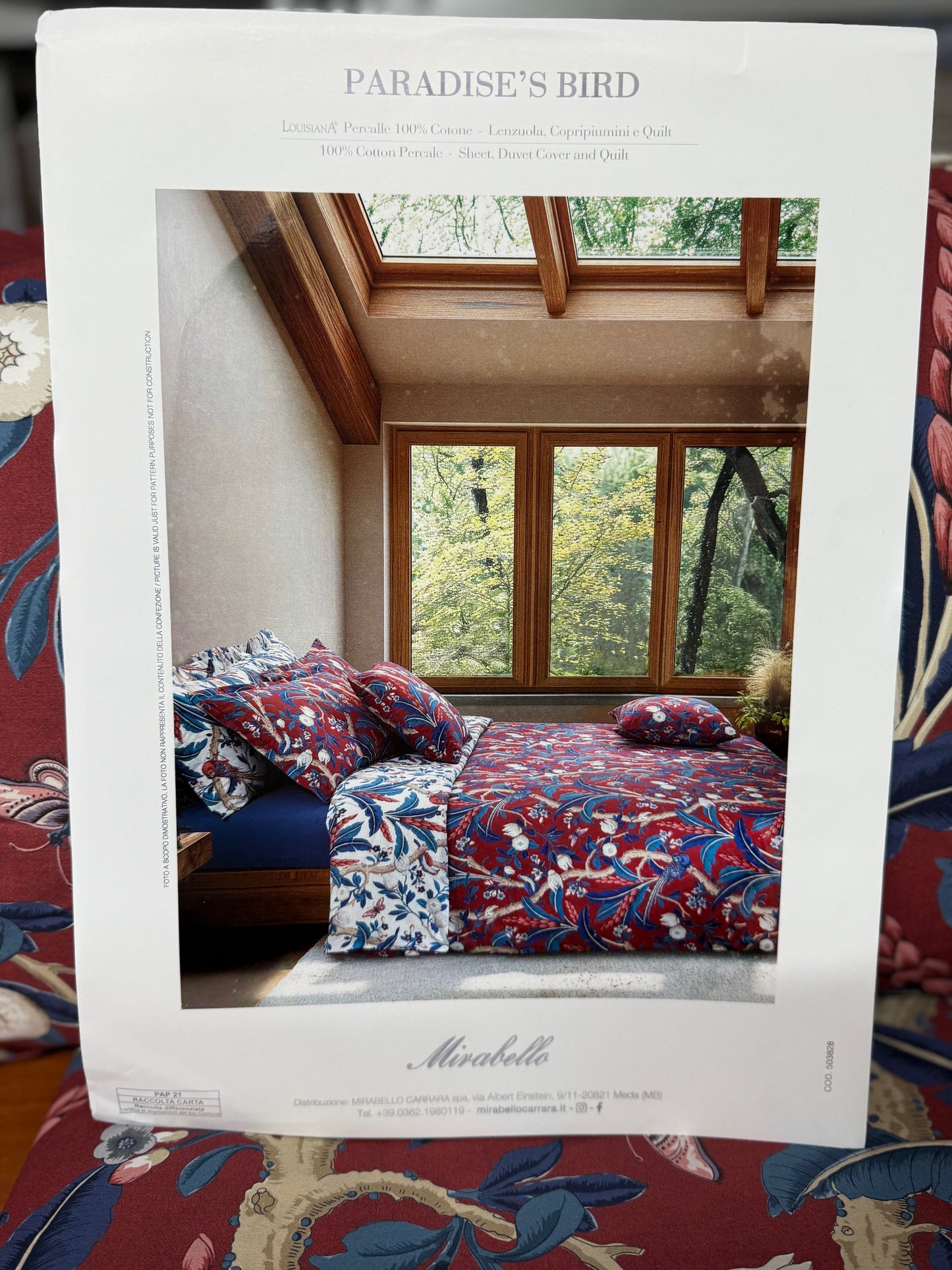 Mirabello completo di lenzuola matrimoniali in Puro Percalle di Cotone effetto copriletto art. Paradise's Bird