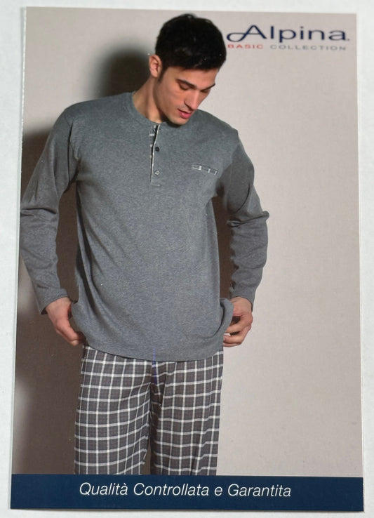 Alpina pigiama uomo in puro cotone interlock peso autunnale art. Rodano