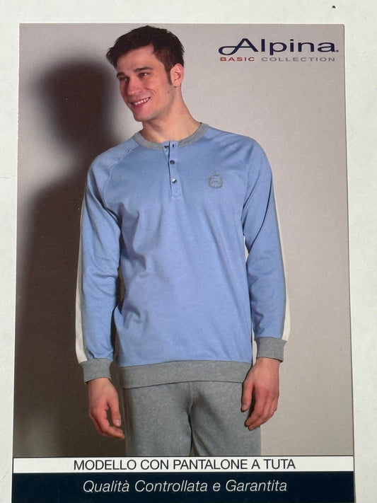 Alpina pigiama uomo in puro cotone interlock peso autunnale art. Romeo