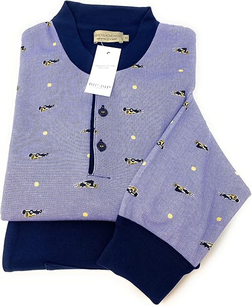Bip Bip Pigiama per Uomo Maniche Lunghe e Pantaloni Lunghi Modello Serafino con Tre Bottoni in Puro Cotone Pettinato e sanforizzato Peso Medio/Leggero Art. 6259