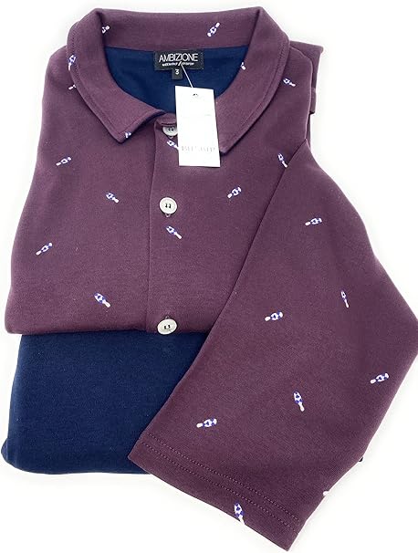 Pyjama deux pièces boutonné sur le devant pour homme Bip Bip MOD. Gilet en pur coton interlock poids moyen Art. 6340