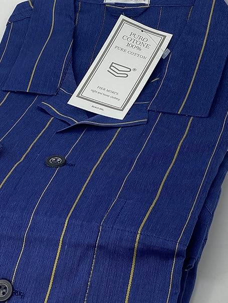 Bip Bip Elegant Pajamas for Men Classic Cut Buttoned Front in Pure Mako Cotton Art. E020102