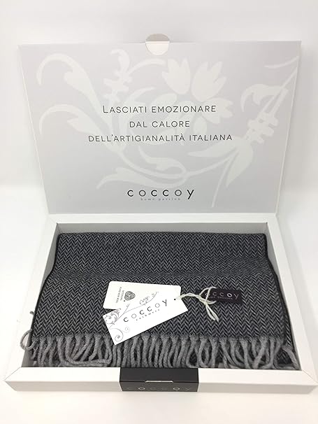 Coccoy Sciarpa Uomo in Pura Lana (45% Cashmere, 55% Lana Merino) con frange gr. 225 mq cm. 30x190 art. Gaston