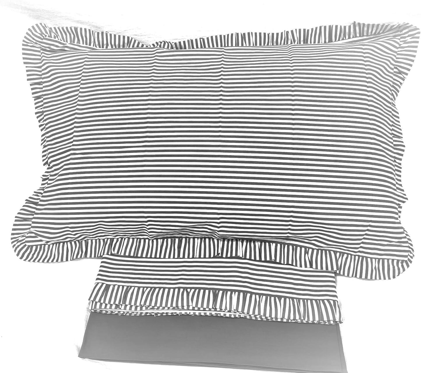 Rebecca Home pregiato completo di lenzuola piazza e mezza Francese in Percalle di Cotone con federe a quattro volani stile country chic art. Lola plus