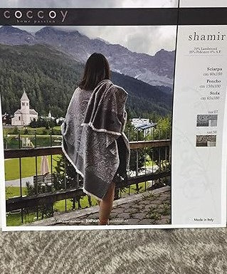 Coccoy Poncho con frange in misto Lana art. Shamir cm. 140x180