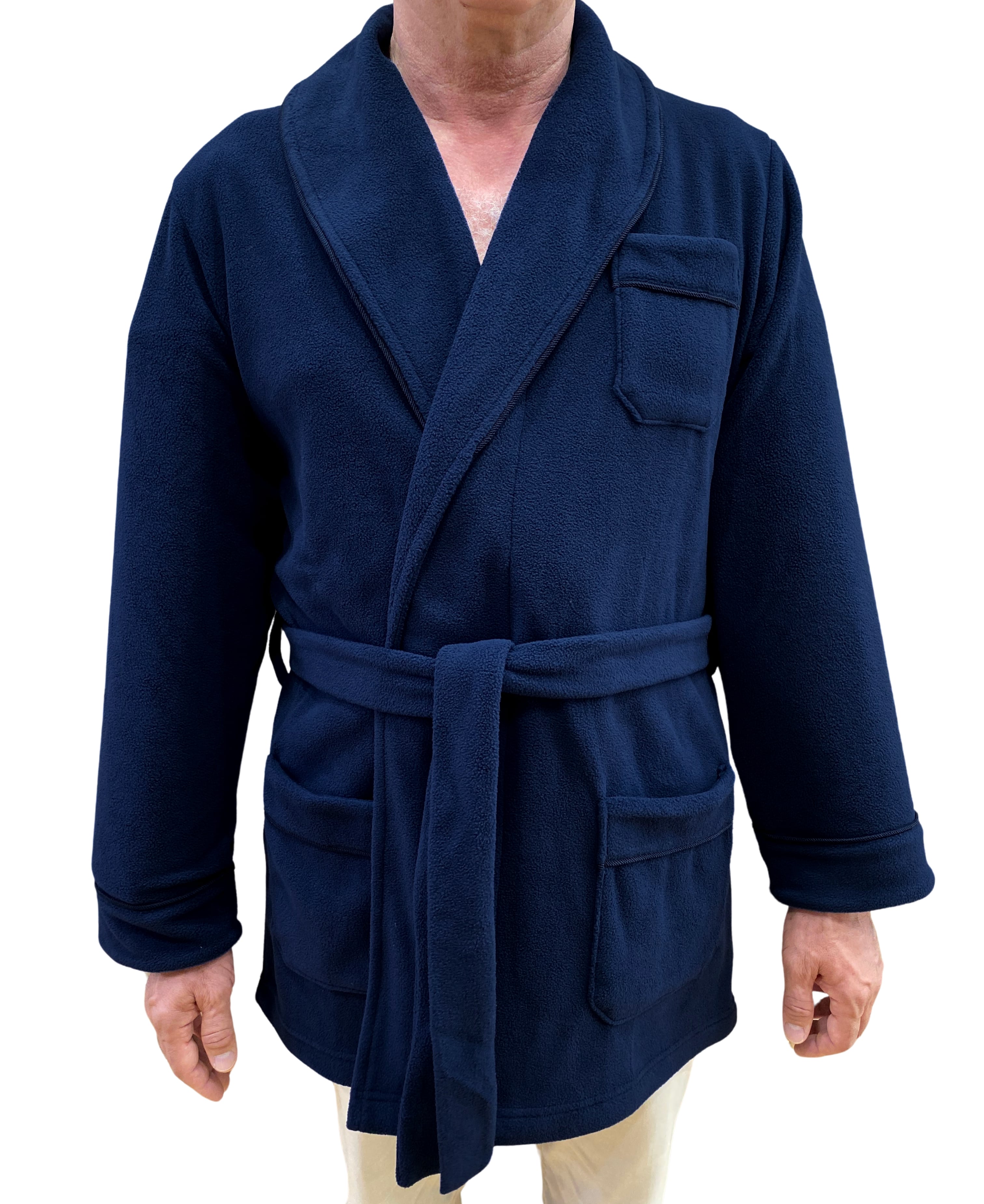 SGARLATA HOME Vestaglia Uomo In Puro Cotone Makò Mercerizzato – Tinta In Filo Gessato – Made In Italy – Peso Primaverile – Taglie M-4XL