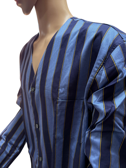 Esquire Pigiama per Uomo in puro Cotone Mercerizzato riga raso senza collo art. TF 05541