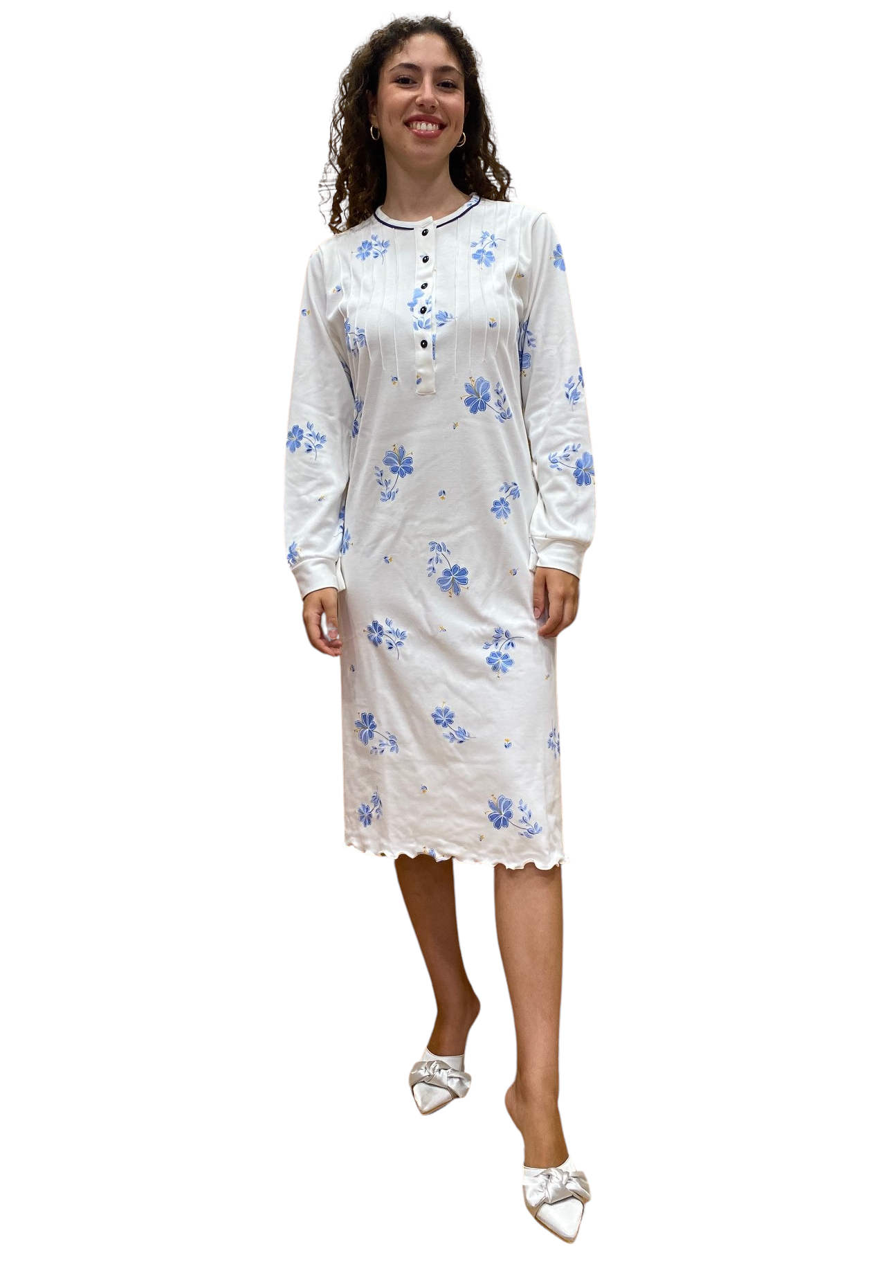 Women's Nightgown in Pure Cotton Interlock with Sanfor Treatment Art. Roberta