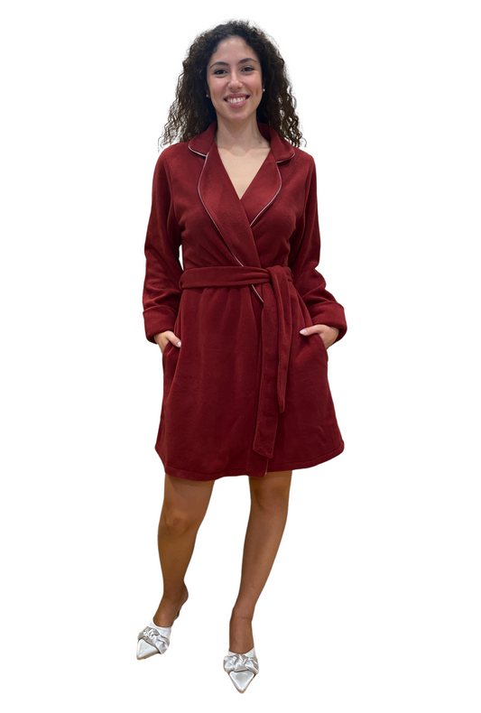 Robe de chambre courte pour femme en polaire viscose modèle Ottavia. 