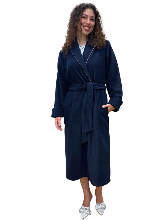 Robe de chambre pour femme en micropolaire anti-boulochage modèle châle classique Art.