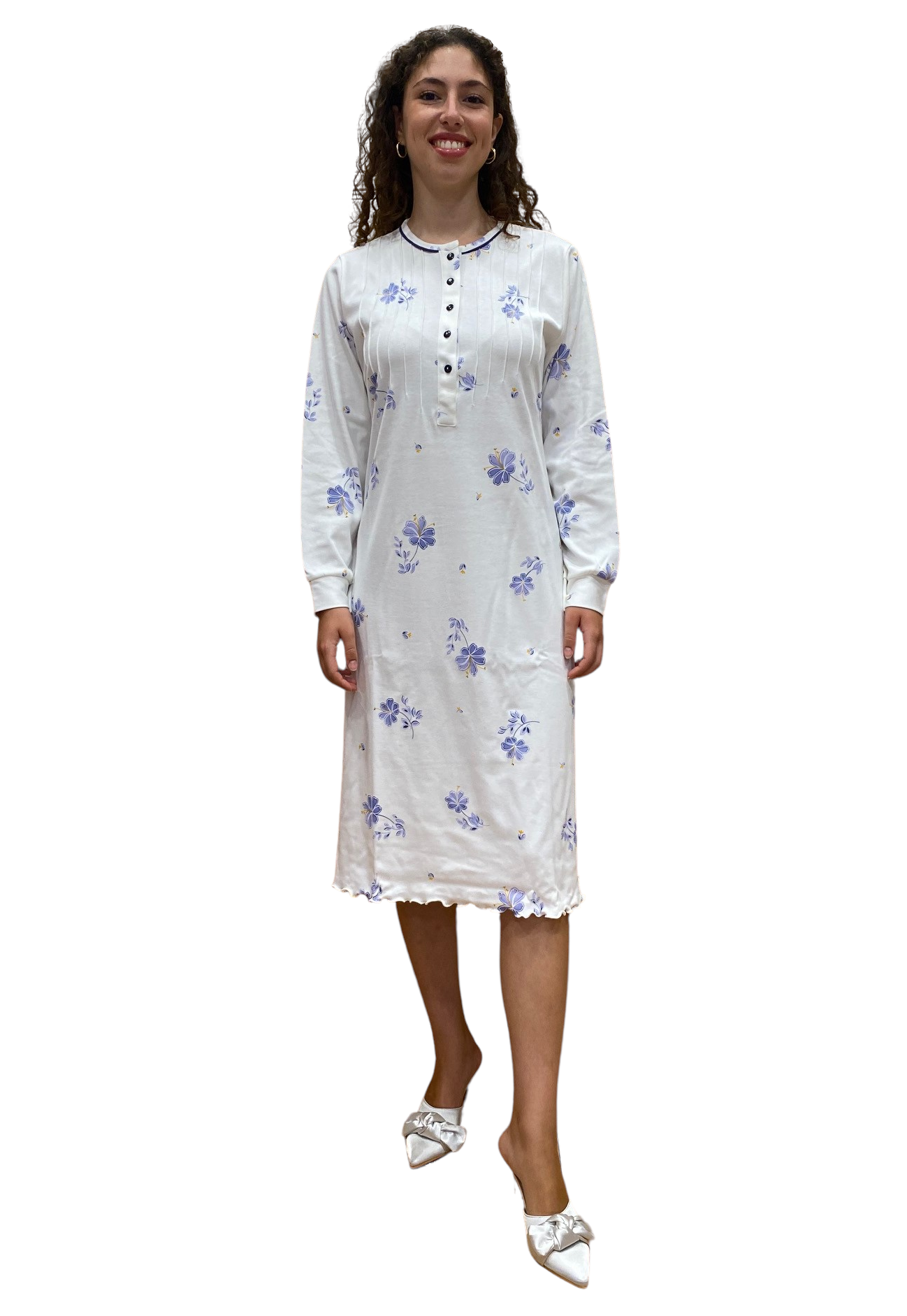 Camicia da Notte Donna in Puro Cotone Interlock con Trattamento Sanfor Art. Roberta