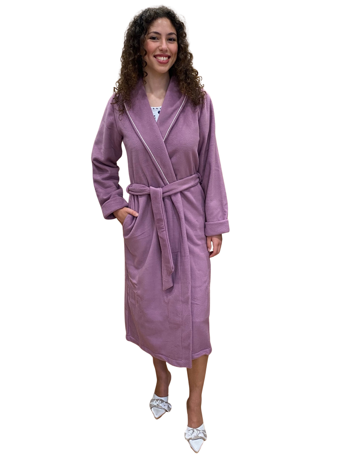 Women's Anti-Pilling Microfleece Dressing Gown Classic Shawl Model Art. Elena