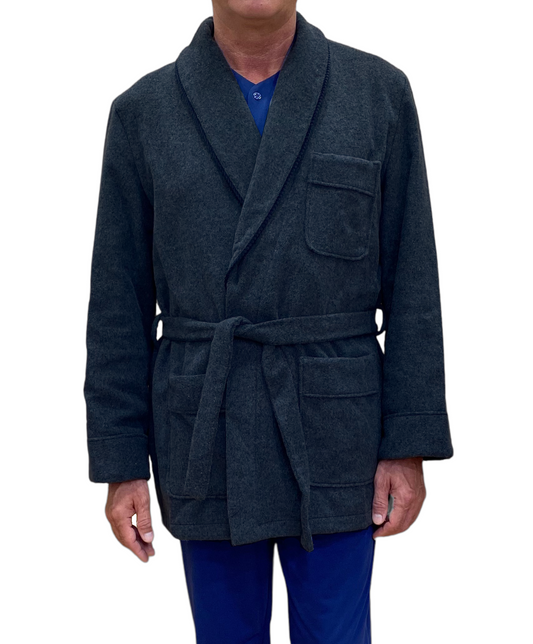 Short Dressing Gown for Men in Wool Blend Classic Shawl Model Art. Oslo 