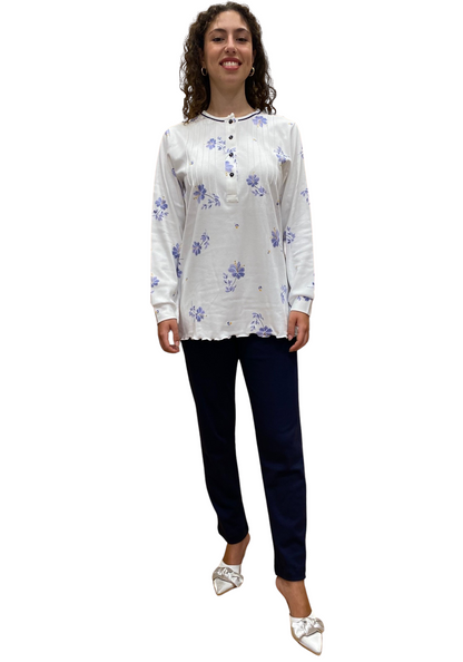 Women's Pajamas in Pure Cotton Interlock with Sanfor Treatment Art. Ornella