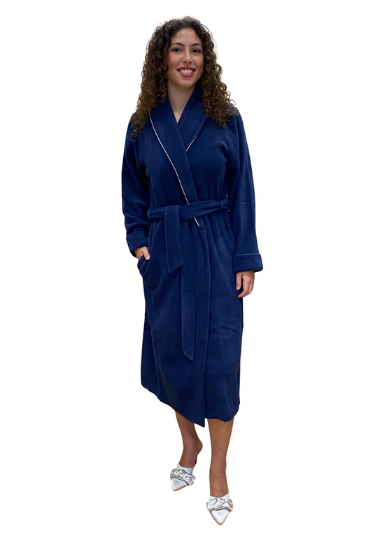 Women's Dressing Gown in Viscose Fleece, Classic Shawl Model, Art. Nina 