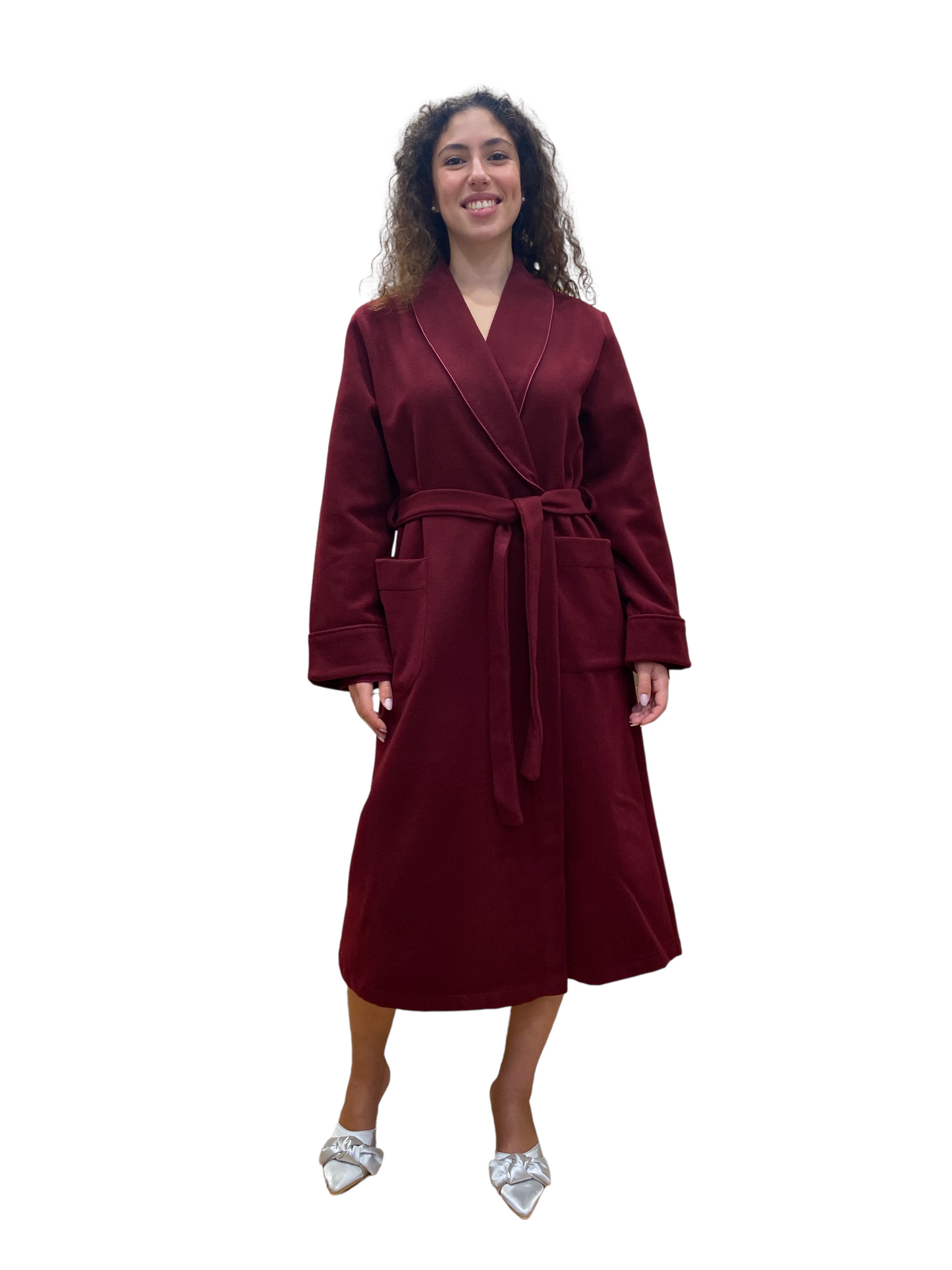 Women's Dressing Gown in Wool and Cashmere, Classic Shawl Model, art. Vittoria 