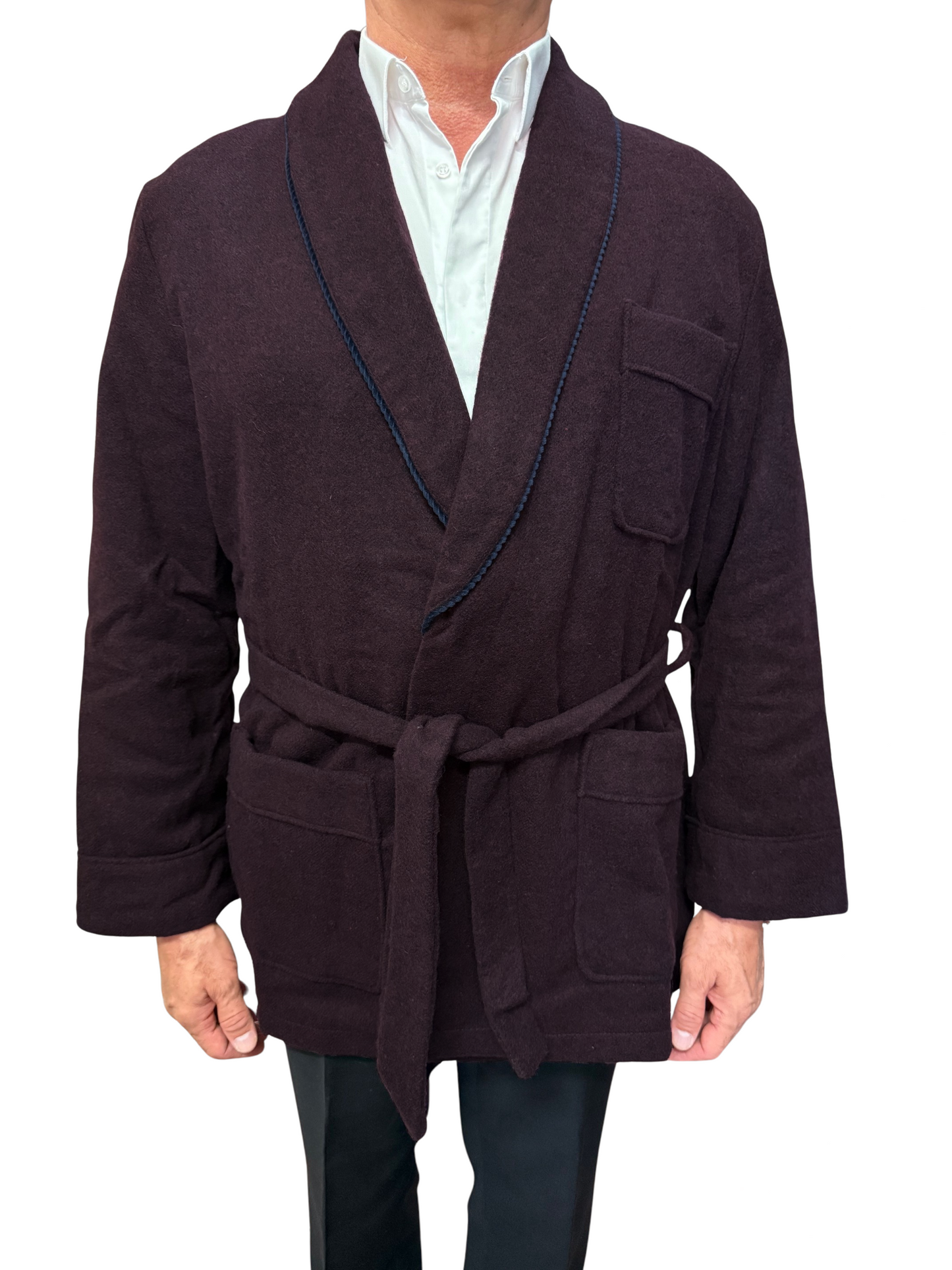Kurze Kammer -Dressingkleid für Männer in gemischtem Wollmodell klassische Schalkunst. Oslo