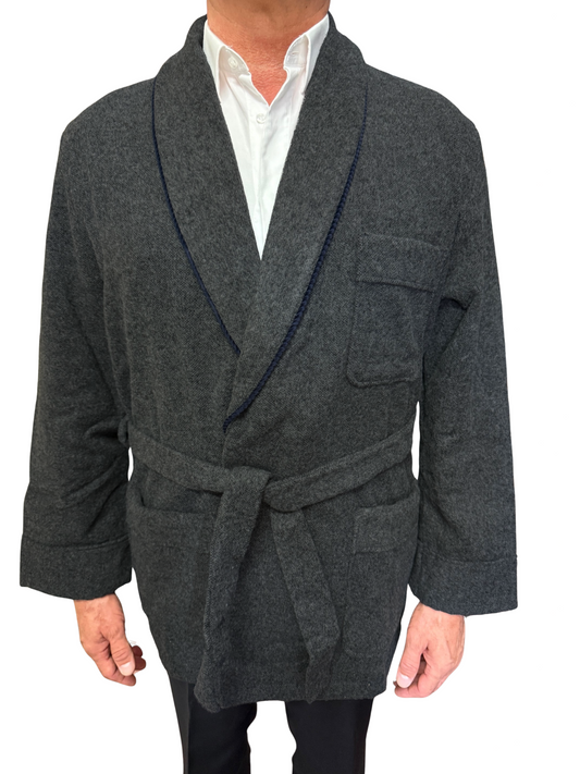 Short Dressing Gown for Men in Wool Blend Classic Shawl Model Art. Oslo 