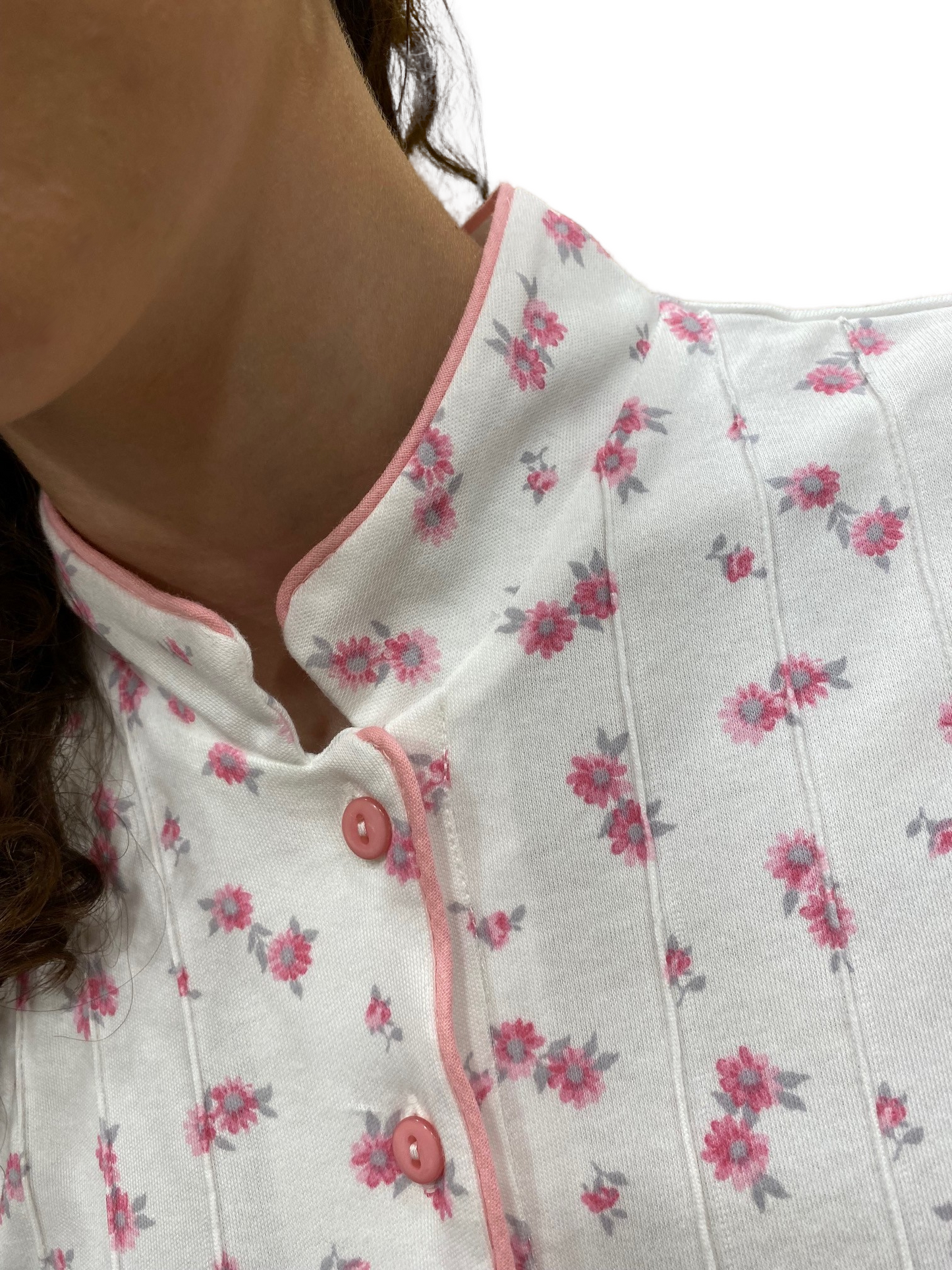 Frauennachthemd in reiner Baumwollverriegelungen mit Sanfor Art. Irene -Behandlung