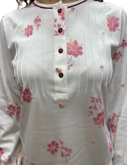 Pyjama pour femme en pur coton interlock avec traitement Sanfor Art.