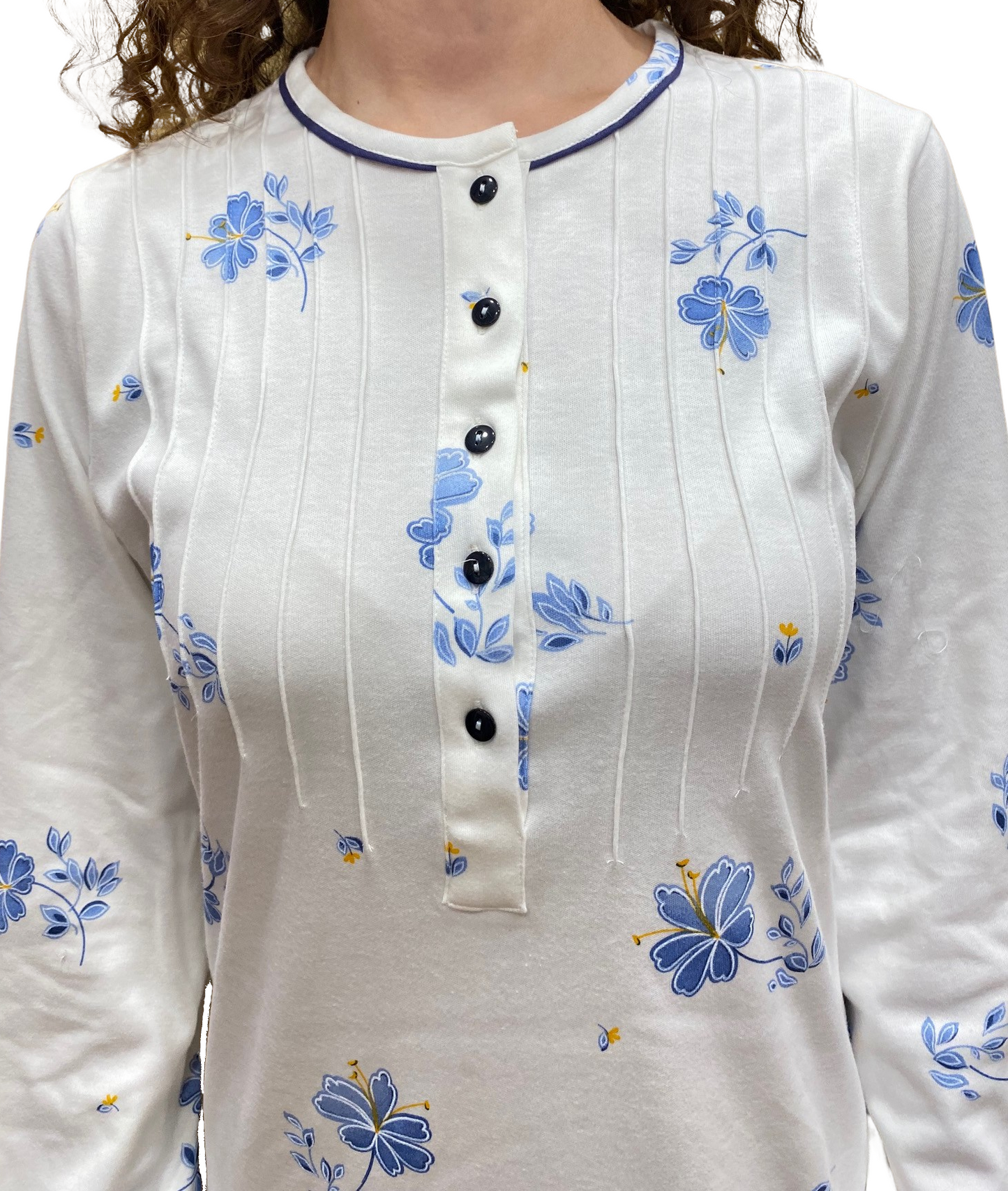 Camicia da Notte Donna in Puro Cotone Interlock con Trattamento Sanfor Art. Roberta