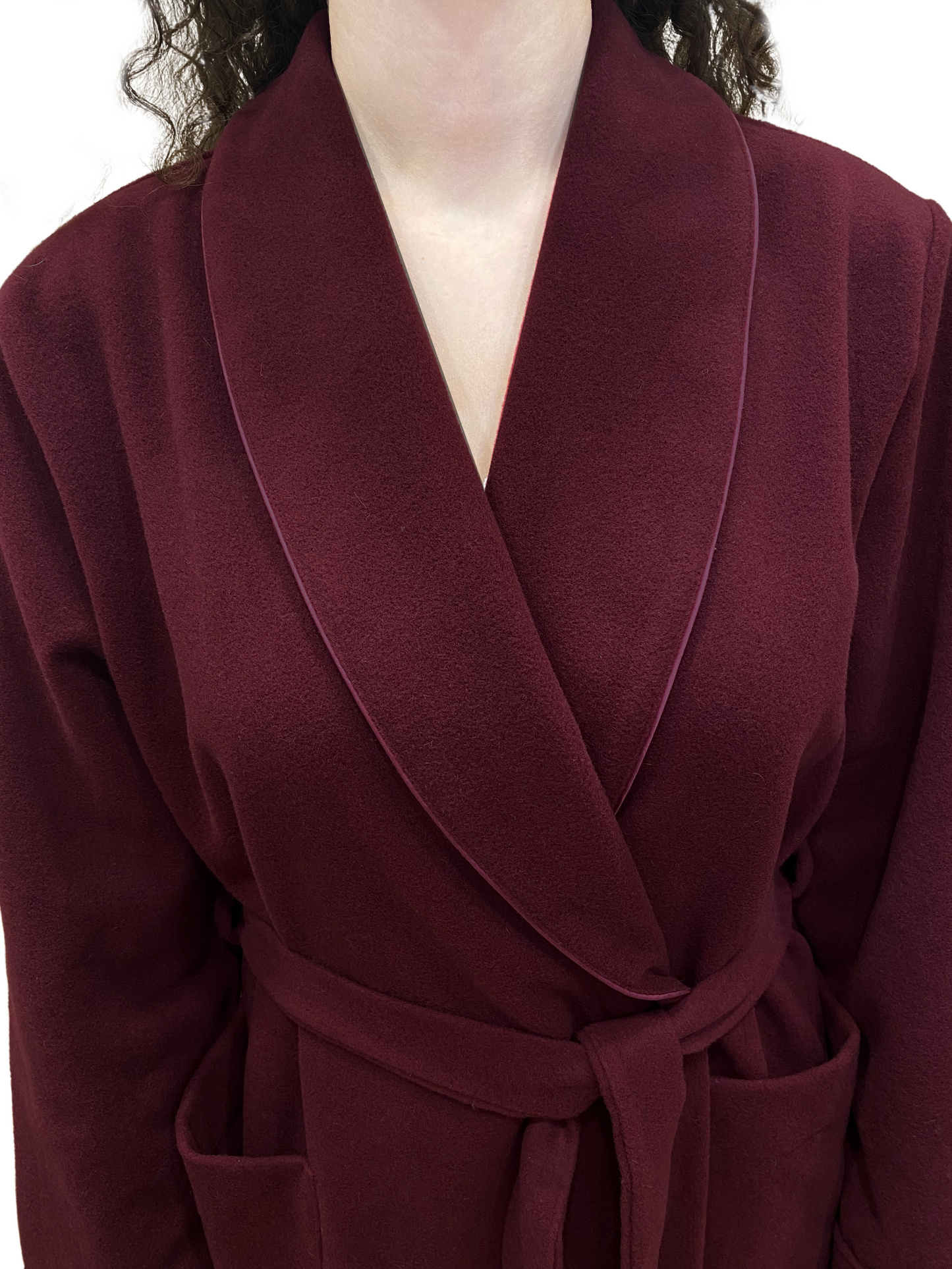 Women's Dressing Gown in Wool and Cashmere, Classic Shawl Model, art. Vittoria 