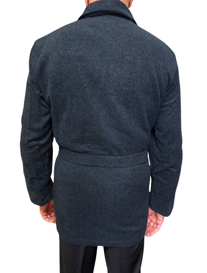 Kurze Kammer -Dressingkleid für Männer in gemischtem Wollmodell klassische Schalkunst. Oslo
