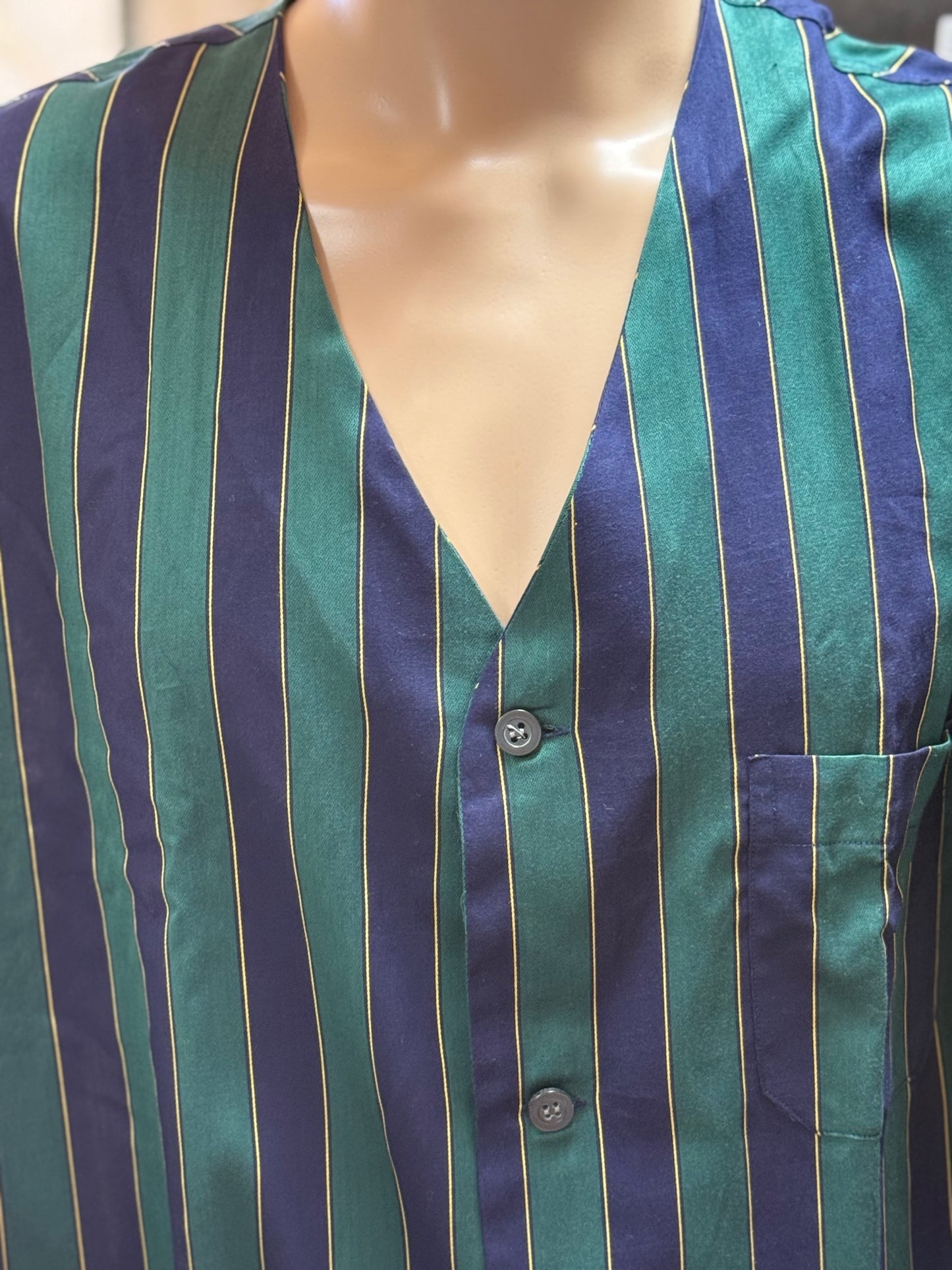 Esquire Pigiama per Uomo in puro Cotone Mercerizzato riga raso senza collo art. TF 05541