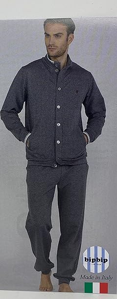 Bip Bip Complete Jogging Suit for Men, fully buttoned on the front in Pure Cotton Fleece with ribbed collar, item 5040