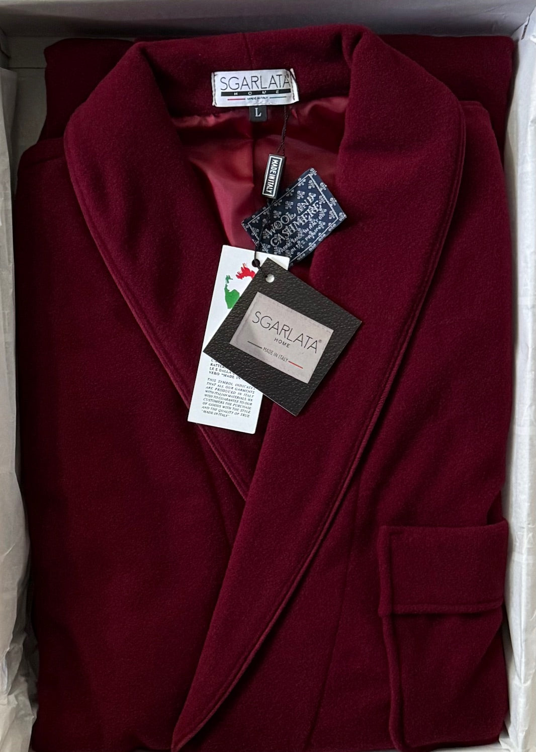 Men's Dressing Gown in Wool and Cashmere, Classic Shawl model, art. Lo Sgarlata Home Men's Dressing Gown in Wool and Cashmere, Classic Shawl model, art. Lo Sgarlata Home