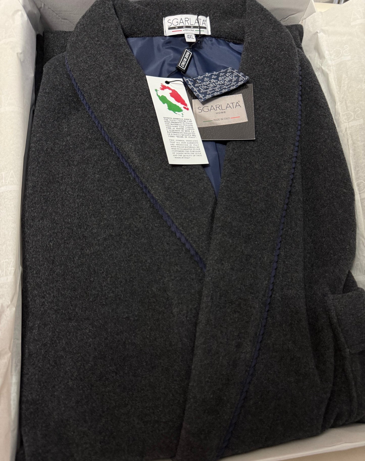 Vestaglia da Camera per Uomo in Lana e Cashmere modello Scialle Classico art. Londra