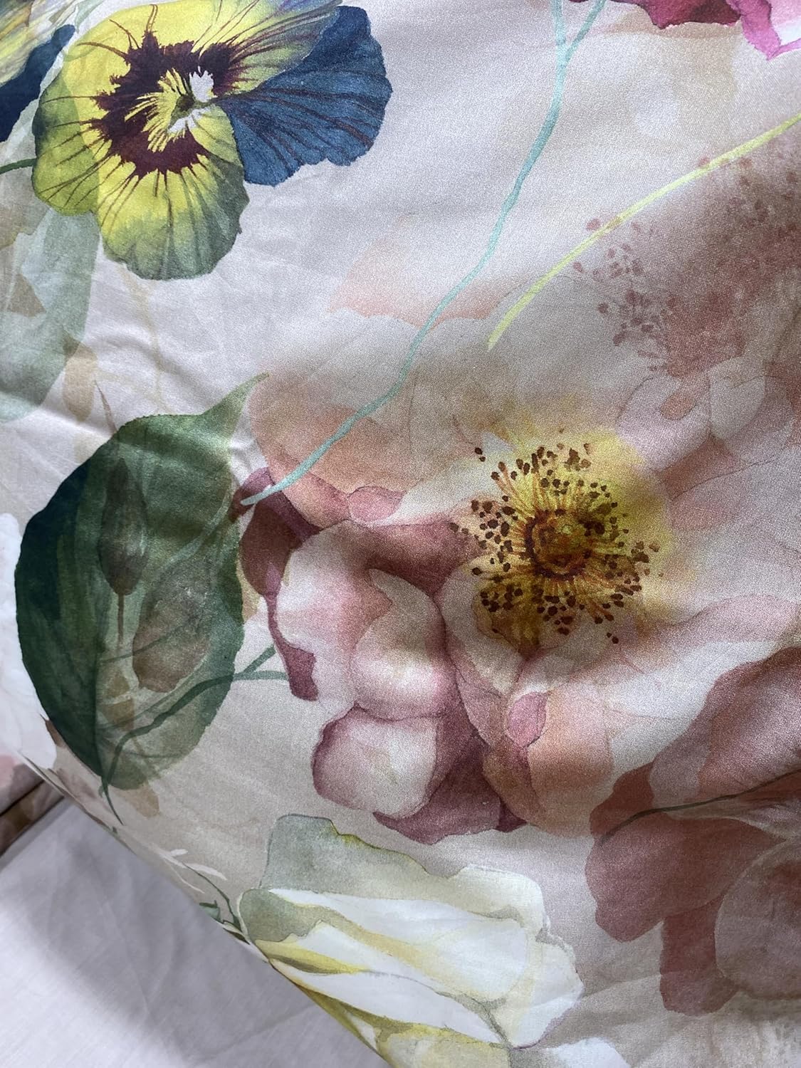 Mirabello Completo Lenzuola letto Due piazze in fine Percalle di Cotone, Effetto copriletto con Doppia Balza Art. Bloom Cascade