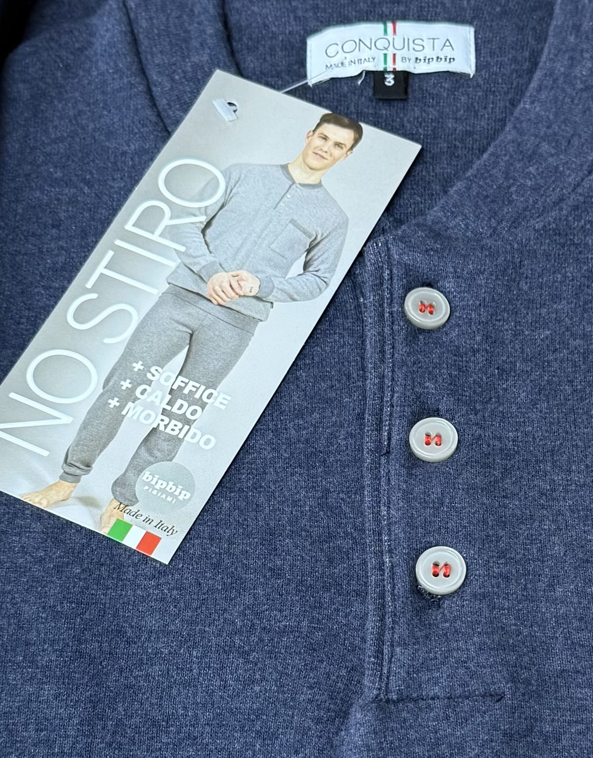 Conquista by Bip Bip Pigiama da Uomo Invernale No Stiro modello Serafino art. 6155