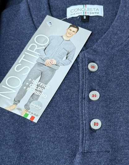 Conquista by Bip Bip Pigiama da Uomo Invernale No Stiro modello Serafino art. 6155