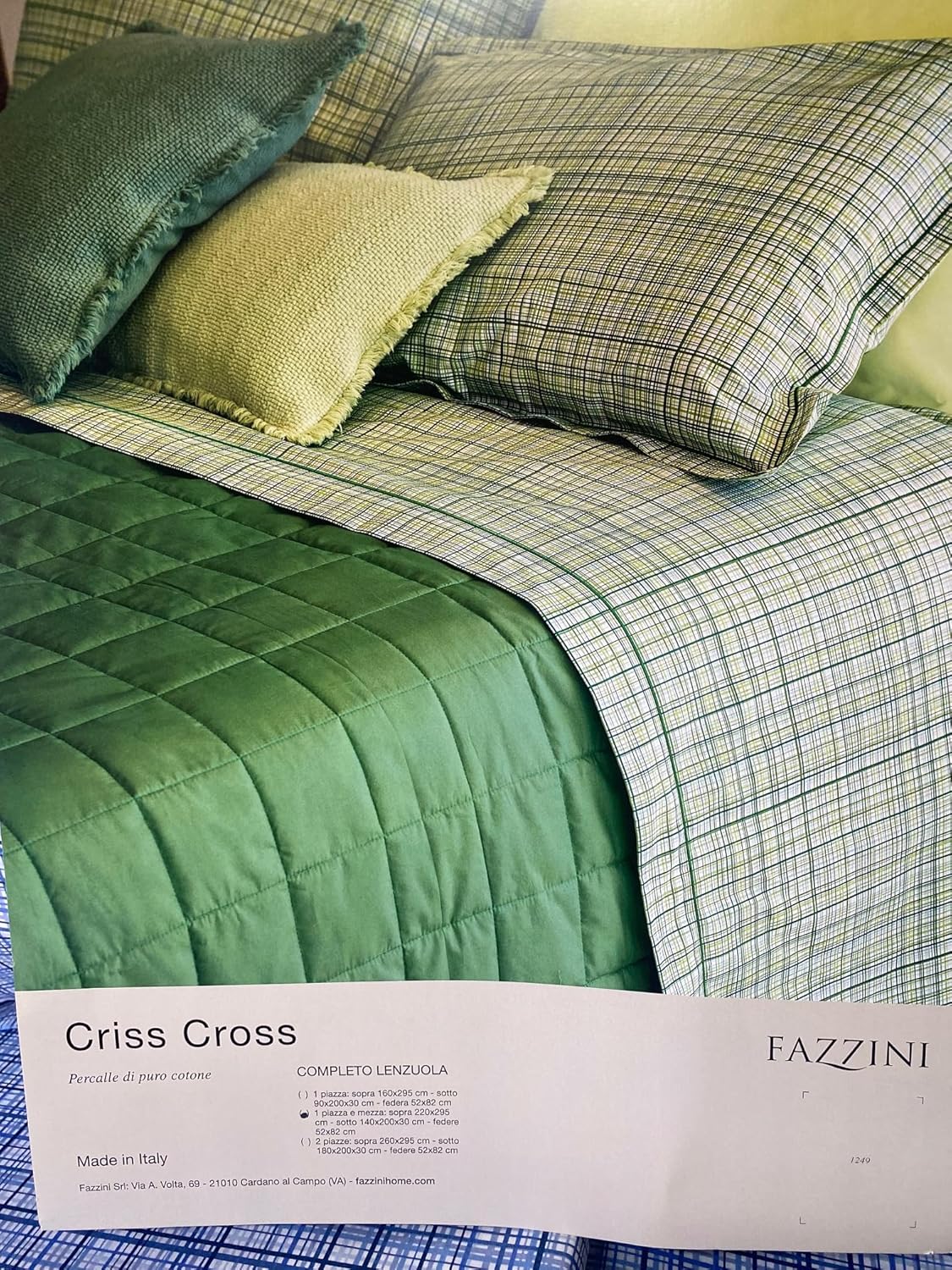 Fazzini completo lenzuola matrimoniali in Puro Percalle di Cotone art. Criss Cross