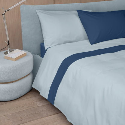 Fazzini complete double bed sheets solid color in Pure Cotton Percale 200TC art. Dialogo