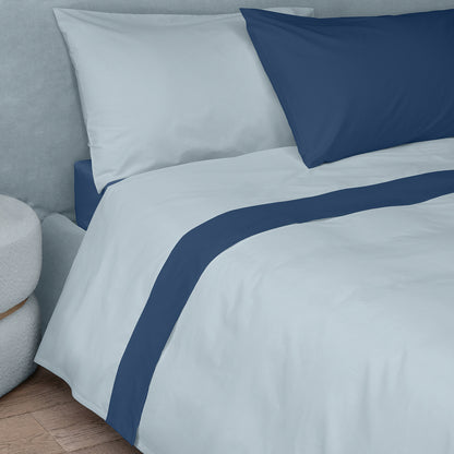 Fazzini complete double bed sheets solid color in Pure Cotton Percale 200TC art. Dialogo