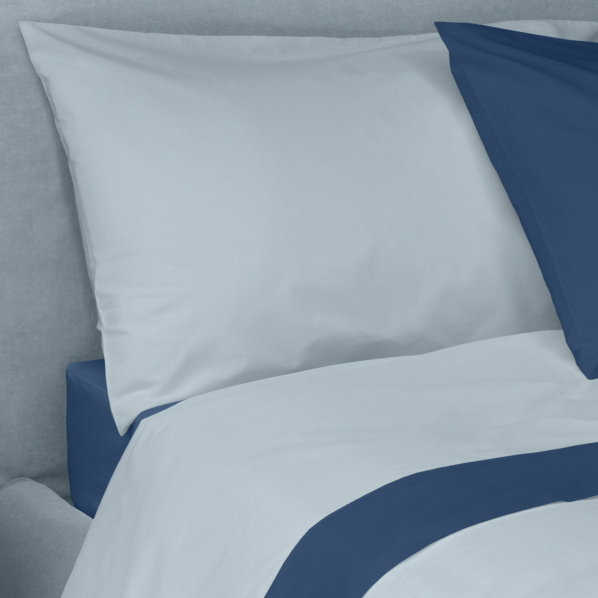 Fazzini complete double bed sheets solid color in Pure Cotton Percale 200TC art. Dialogo