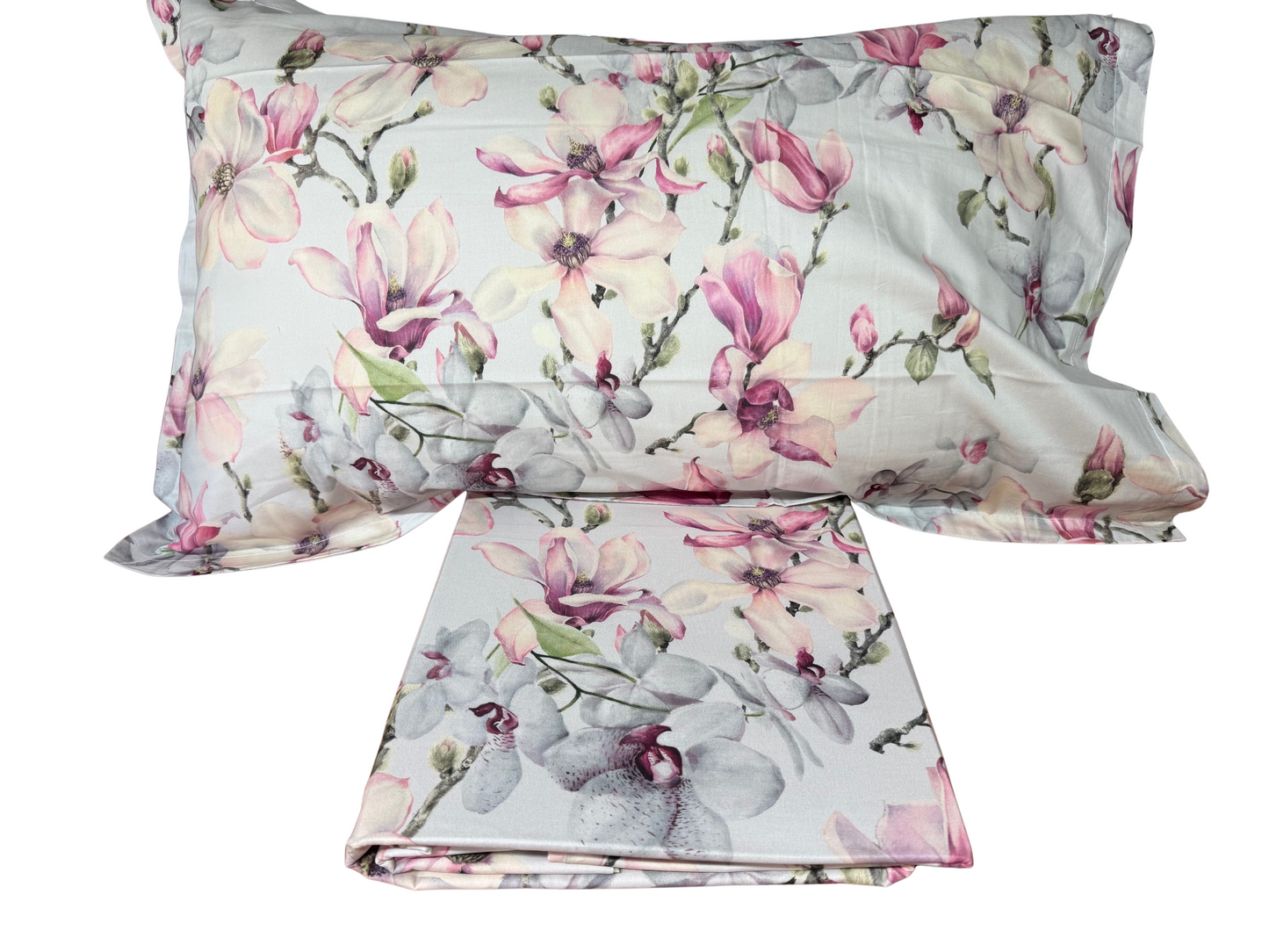 Mirabello parure copripiumino matrimoniale (senza il lenzuolo di sotto) in Puro Percalle di Cotone 100% art. Elegant flowers