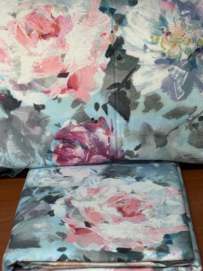 Mirabello parure copripiumino matrimoniale (senza il lenzuolo di sotto) in Puro Percalle di Cotone 100% art. Fiori di Van Gogh