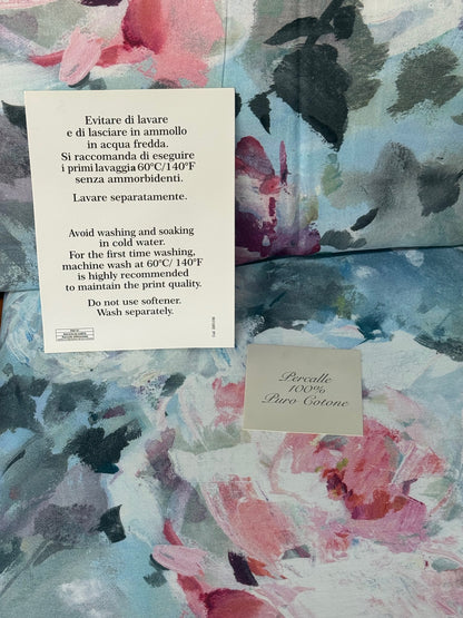 Mirabello parure copripiumino matrimoniale (senza il lenzuolo di sotto) in Puro Percalle di Cotone 100% art. Fiori di Van Gogh