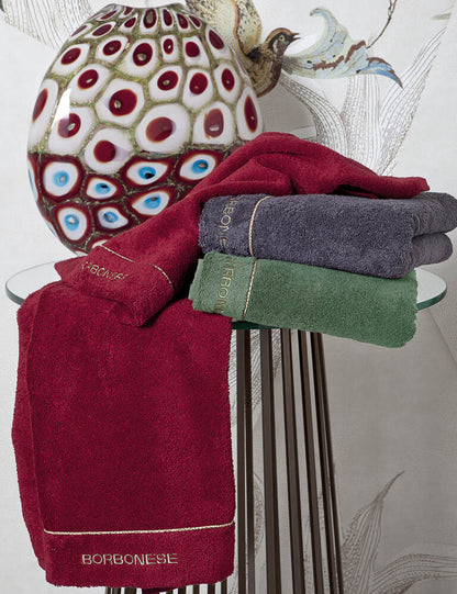 Borbonese coppia di asciugamani 1+1 in Pura Spugna idrofila 550gr/mq tinta unita art. Fine OP