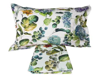 Mirabello parure copripiumino matrimoniale (senza il lenzuolo di sotto) in Puro Percalle di Cotone 100% art. Hydrangea jungle