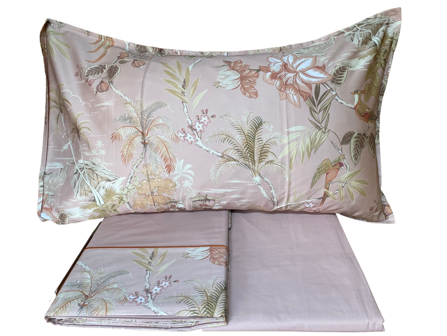 Fazzini complete double bed sheets in Pure Cotton Satin 300TC with Silk and Dream finishing art. Oriental Dream