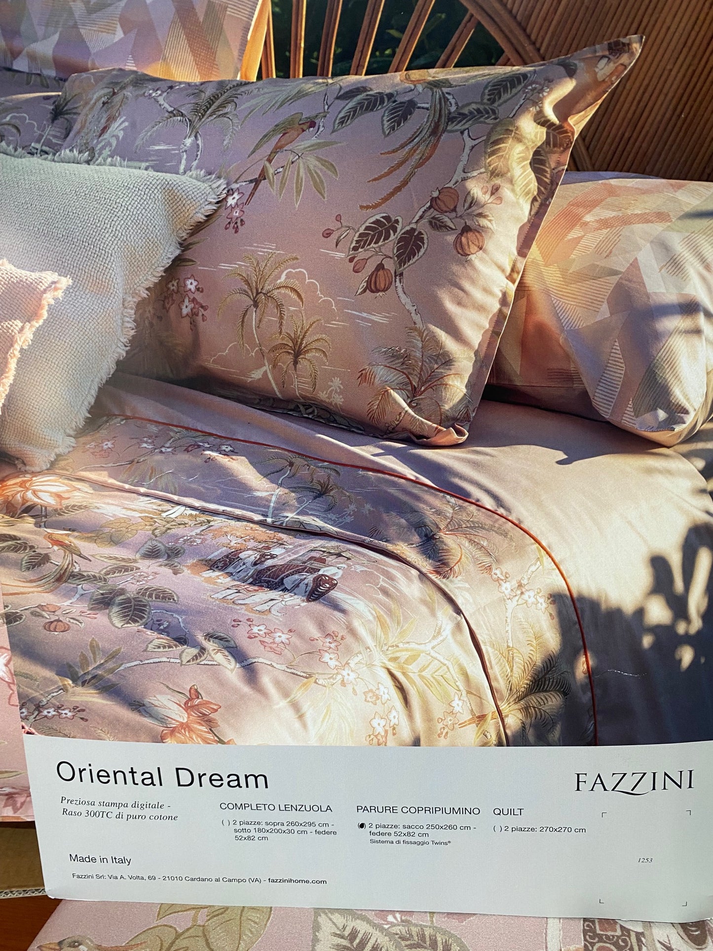 Fazzini double duvet cover set (without bottom sheet) in Pure Cotton Satin 300TC art. Rugiada