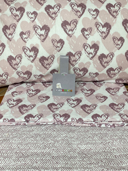 Casamica Complete Set of Single and a Half Bed Sheets in Printed Flannel The Pilling Free Flannels in 100% Cotton Art. Amour