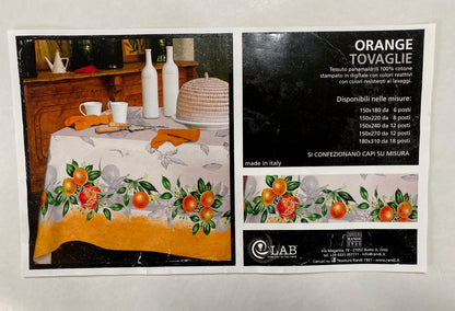 Randi weaving since 1931 tablecloth in Pure Cotton panama/drill without napkins, digital print art. Orange